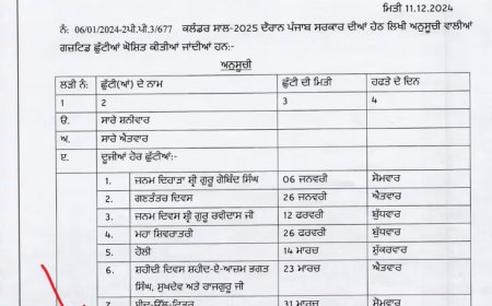 ਲੱਗ ਗਈਆਂ ਮੌਜਾਂ, ਪੰਜਾਬ 'ਚ ਲਗਾਤਾਰ ਇੰਨੇ ਦਿਨ ਰਹੇਗੀ ਸਰਕਾਰੀ ਛੁੱਟੀ
